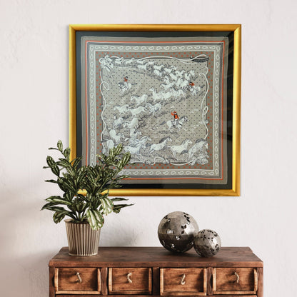 Mustangs  Bandana Framed Vintage Silk Scarf 26"