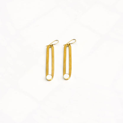 Brass & Horn Drop Hoop Earrings | Lila