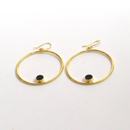 Brass Hoop with Horn Accent Earrings | Lozi