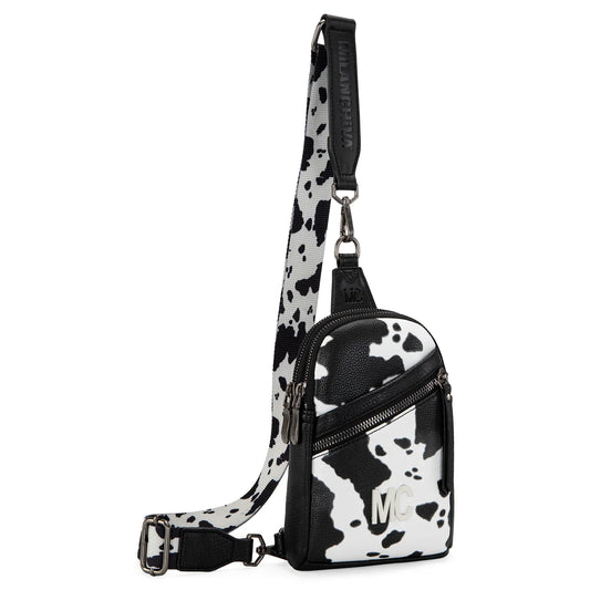 Montana West Milan Chiva Black Cow Print Sling Bag – Style MC-3354BK