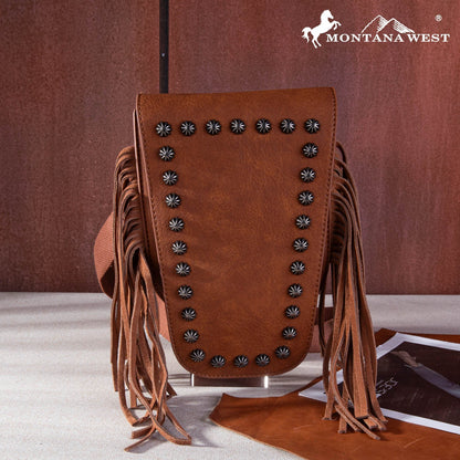 Montana West Coffee Fringe Convertible Belt Bag & Sling Bag