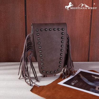 Montana West Coffee Fringe Convertible Belt Bag & Sling Bag