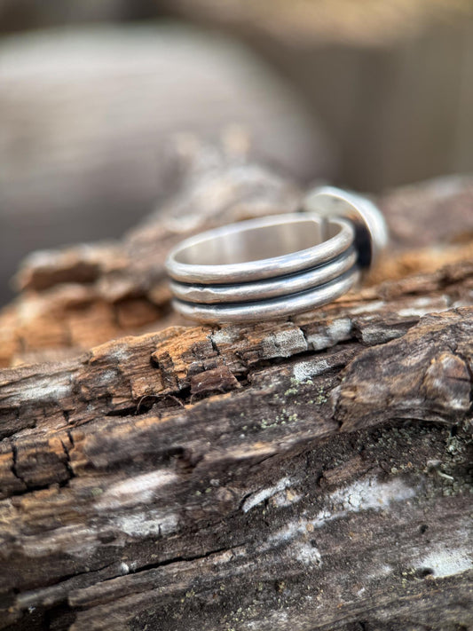 Turquoise Ring Size 9 | Sterling Silver Pattern Wire Band Ring | Handmade in Durango Colorado