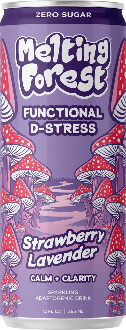 Mushroom D-Stress Drink 12 Pack - Strawberry Lavender