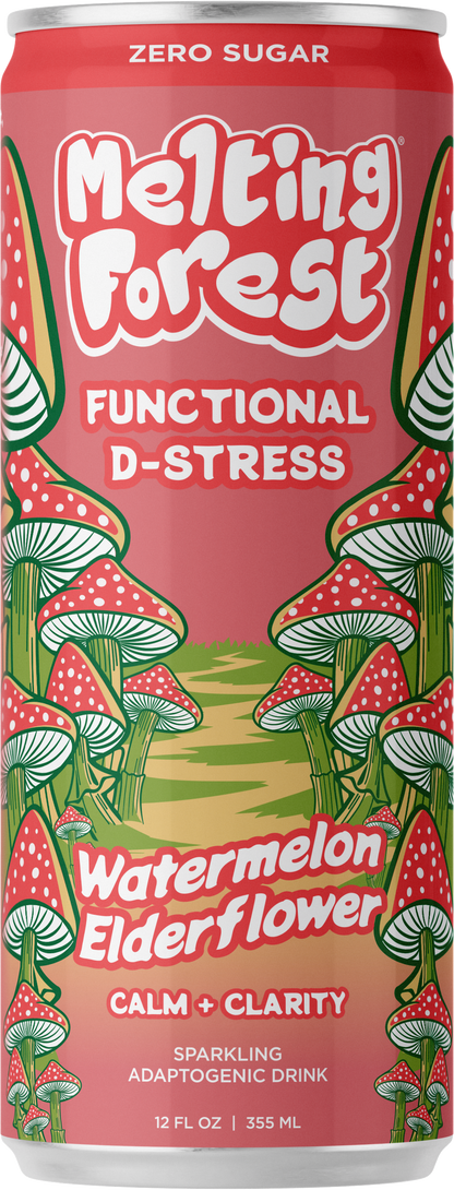 Mushroom D-Stress Drink 12 Pack - Watermelon Elderflower