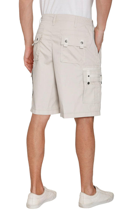 Men's Elastic Waist Cargo Shorts with Multi-Pocket Design