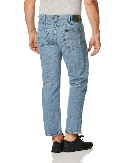Lee Men's Regular Fit Straight Leg Jean, Worn Light, 42W x 32L