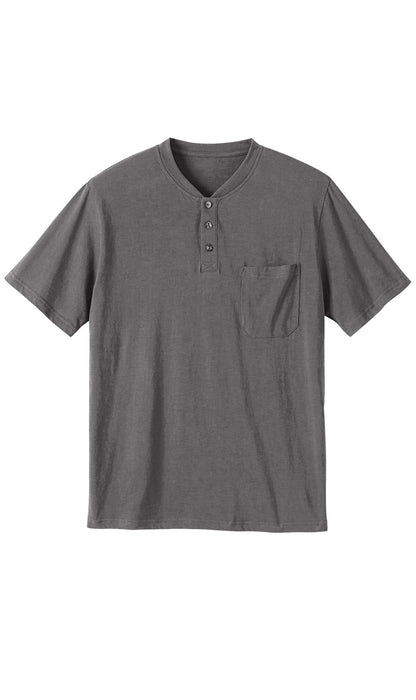 Men's Short Sleeve Henley T-Shirt with 3-Button Placket and Chest Pocket