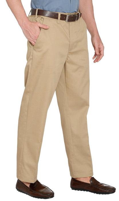 Men's Stretch Waist Chino Pants — Flat Front Hidden Elastic Waistband