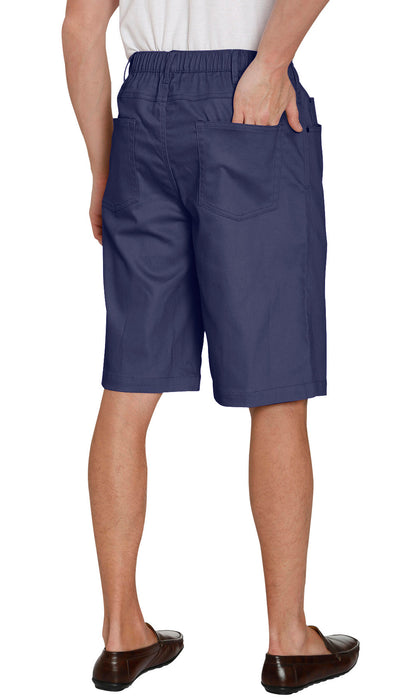 Men's Pull-On Stretch Denim and Twill Shorts — Elastic Waist No Zipper
