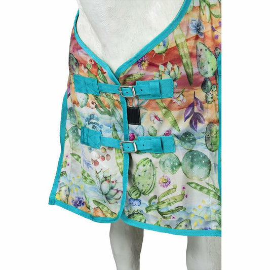Tough1 Pony Poly Mesh Summer Sheet – Cactus Print – Lightweight Insect & Sun Protection for Ponies