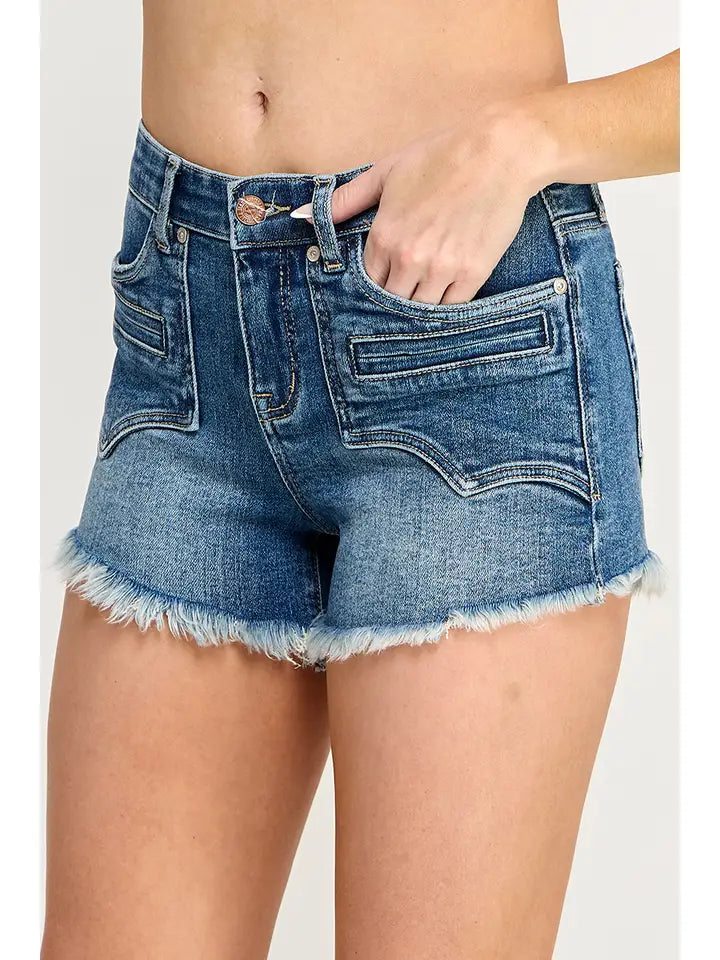 Plus Tummy Control Mid Rise Western Detail Pocket