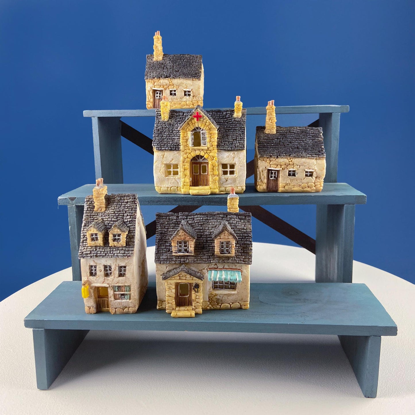 Miniature Village Houses for Fairy Garden, Terrarium or Rustic Home Decor. Top Collection. Set of 5. Gift for Kids Grand Kids Him Her.