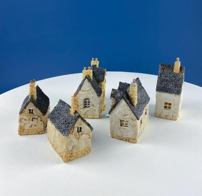 Miniature Village Houses for Fairy Garden, Terrarium or Rustic Home Decor. Top Collection. Set of 5. Gift for Kids Grand Kids Him Her.