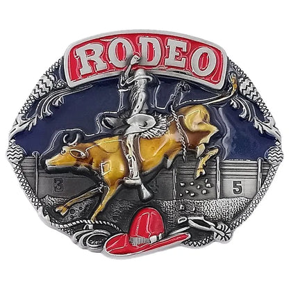 Multicolor Bull Riding Rodeo Belt Buckle – Bold Western Style