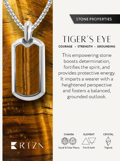 Tiger Eye Dog Tag Pendant Necklace