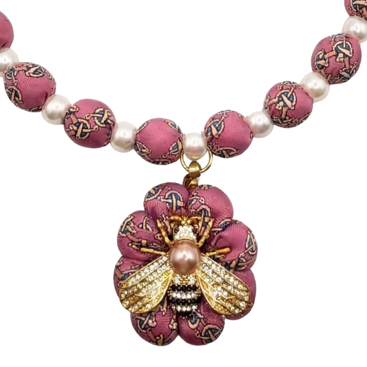 Novelty Print Vintage Silk Necktie Necklace