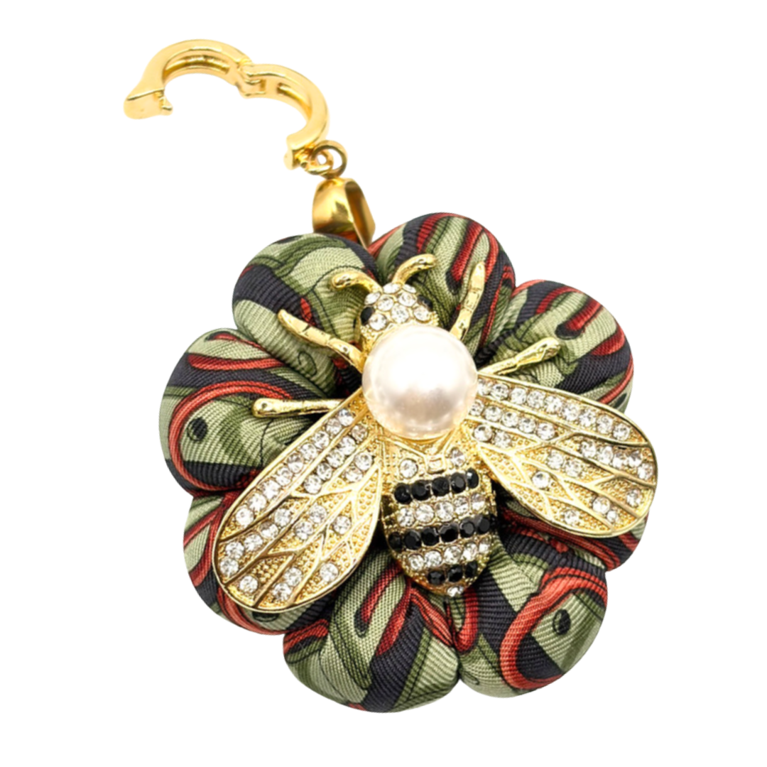 Belt Print Bumblebee Vintage Silk Necktie Necklace