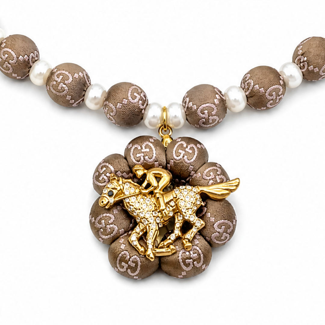 GG Jockey Vintage Silk Necktie Necklace