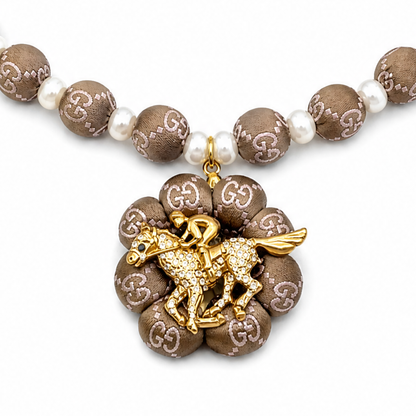 GG Jockey Vintage Silk Necktie Necklace