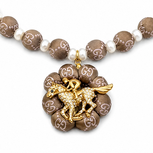 GG Jockey Vintage Silk Necktie Necklace