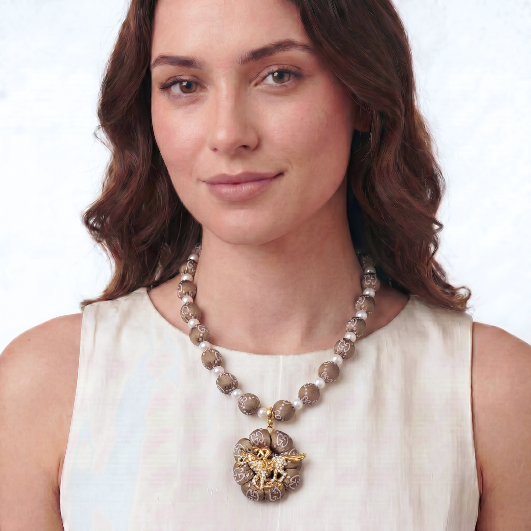 GG Jockey Vintage Silk Necktie Necklace