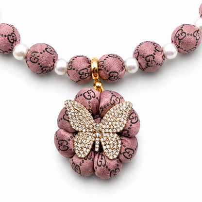 GG Butterfly Vintage Silk Necktie Necklace