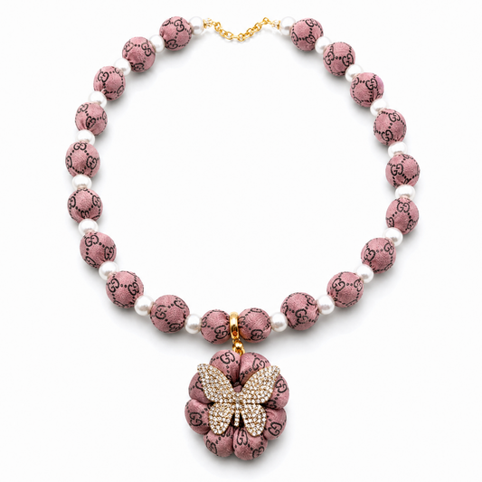 GG Butterfly Vintage Silk Necktie Necklace
