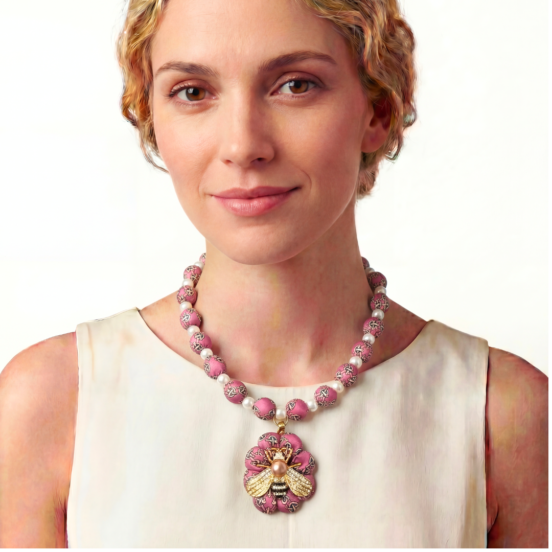 Novelty Print Vintage Silk Necktie Necklace