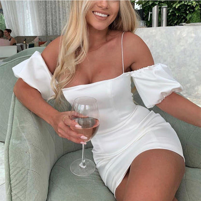 Women's Sexy Tube Sleeveless Bodycon Satin Suspender Mini Dress - Sexy Backless Wrap Cocktail Party Dress