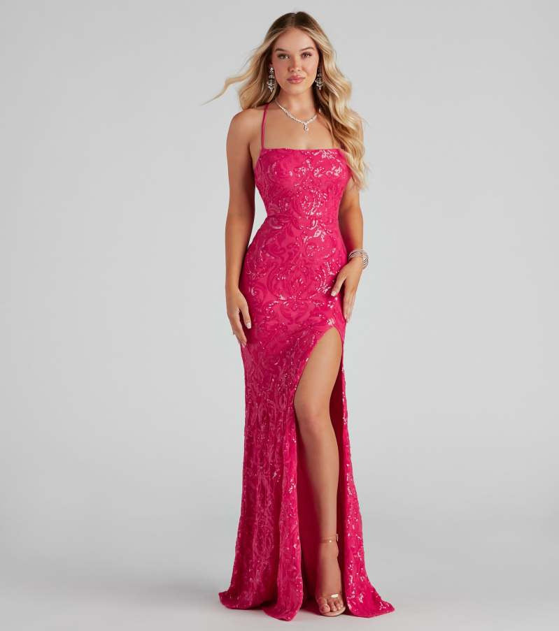 Sexy off Neck Sequined Evening Dress Elegant Slit Cocktail Party Dress
