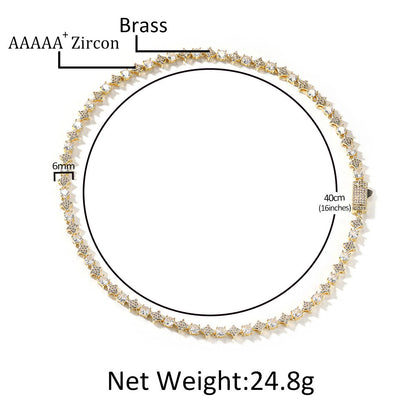 Star zircon tennis chain necklace
