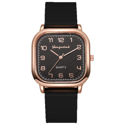 Fashionable quartz women's watch with silicone strap