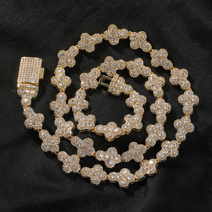 mens gold cross moissanite chain necklace