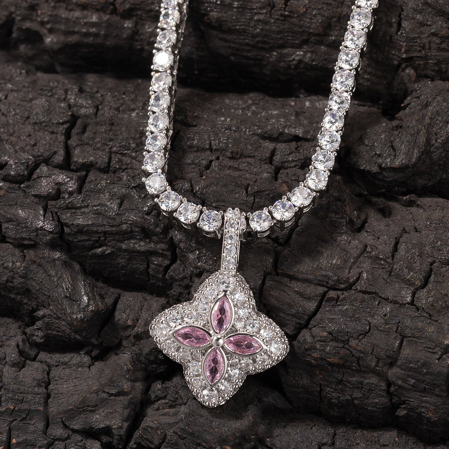 Cubic Zirconia Colorful Four-Leaf Clover Pendant