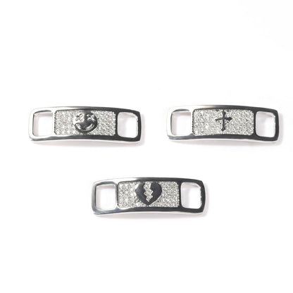 Hip-hop zircon cross smiling face broken heart shoe buckle