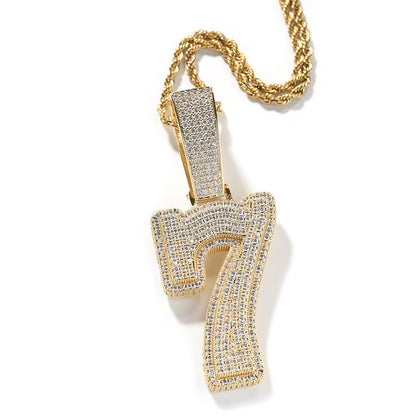 Hip-hop diamond-encrusted number pendant