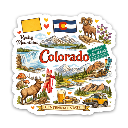 Colorado Centennial State Icons Sticker