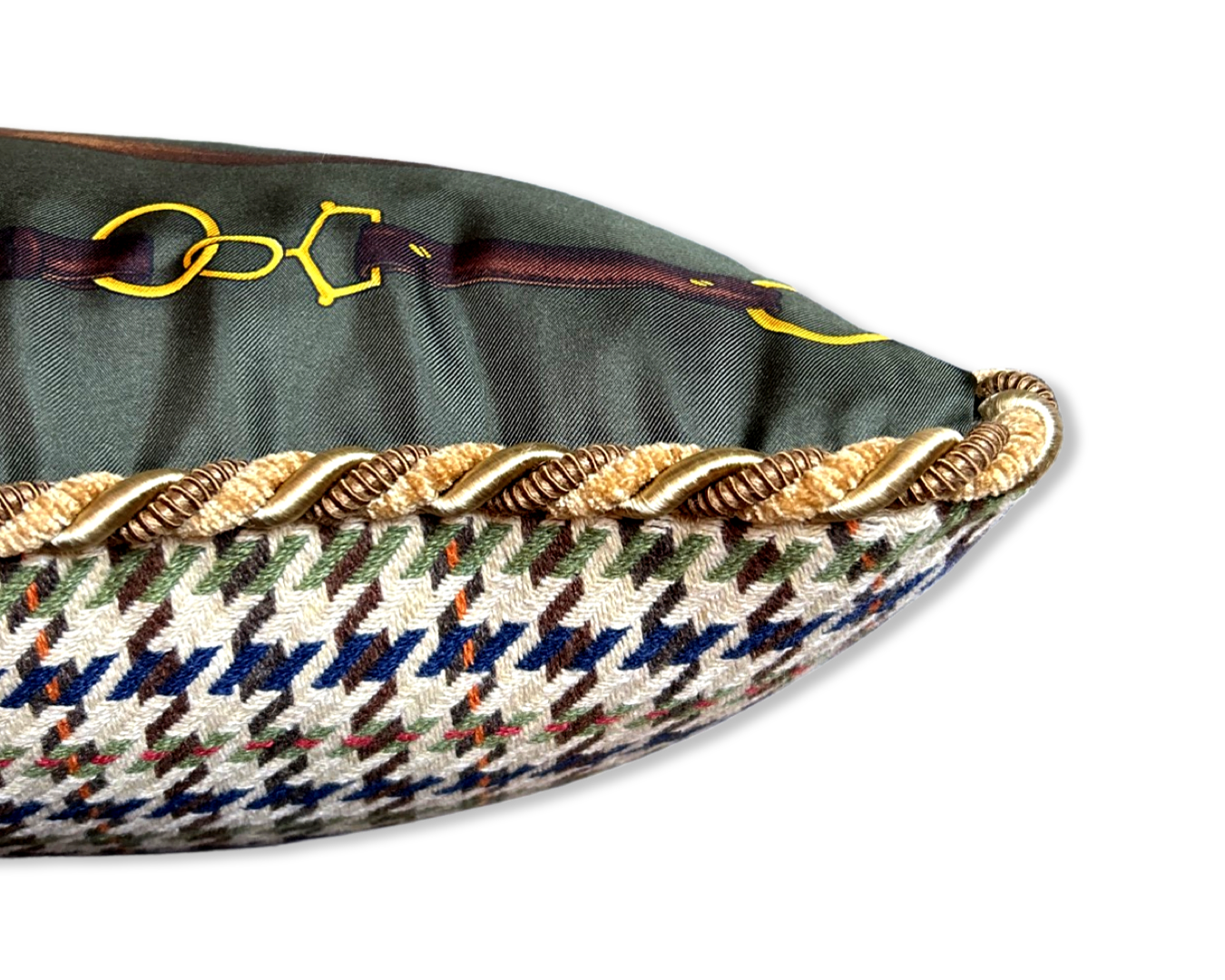 Olive Green Equestrian Scarf Pillow 17"