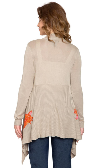 Women's Floral Embellished Open Front Long Cardigan