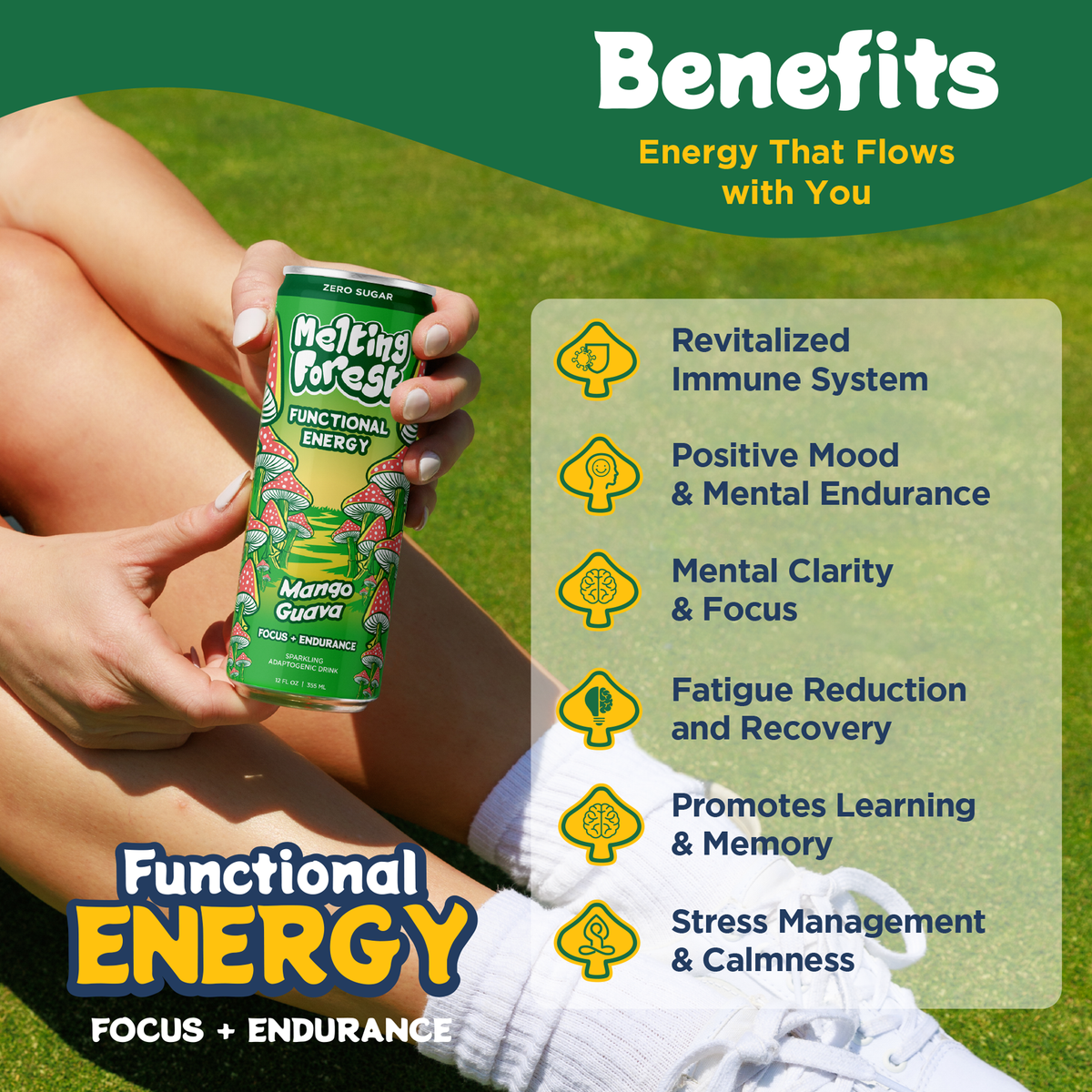 Mushroom Energy Drink 12 Pack - Mango Guava