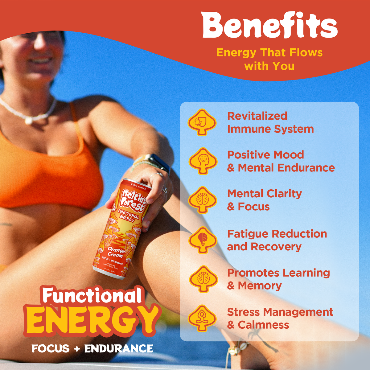 Mushroom Energy Drink 12 Pack - Orange Cream