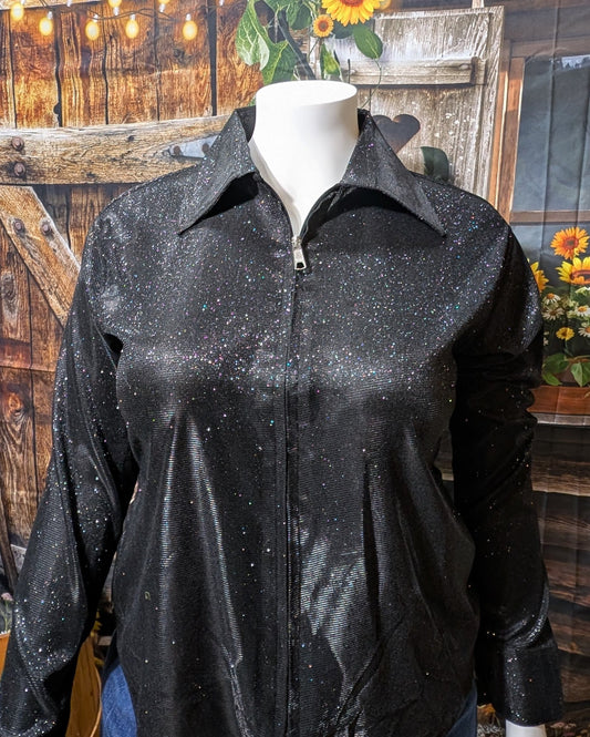 Black Sparkly Western Show Shirt