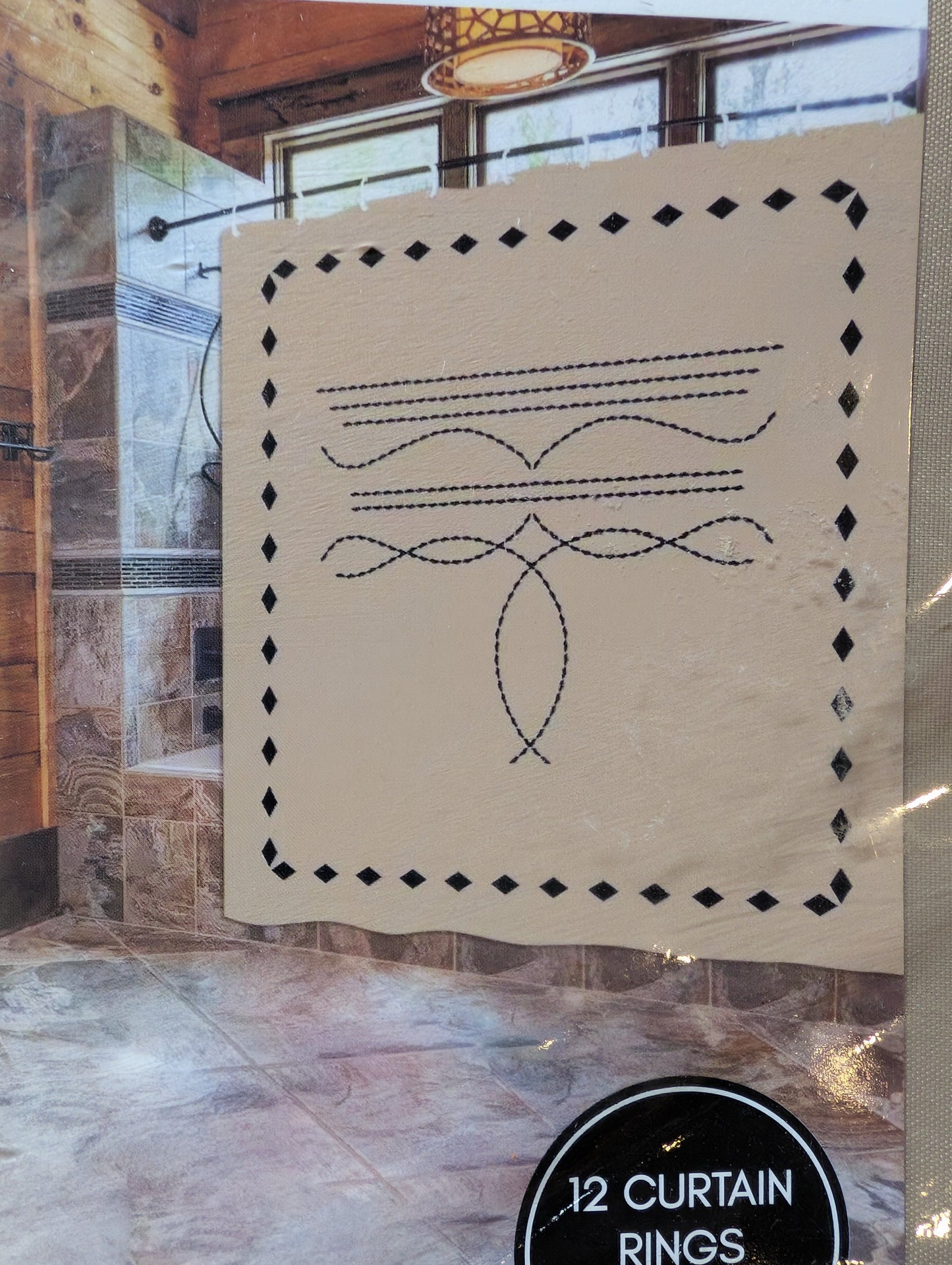 Western Shower Curtain with Rings – 71” x 71” Rustic Bathroom Décor