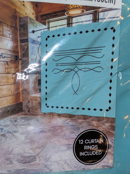 Western Shower Curtain with Rings – 71” x 71” Rustic Bathroom Décor