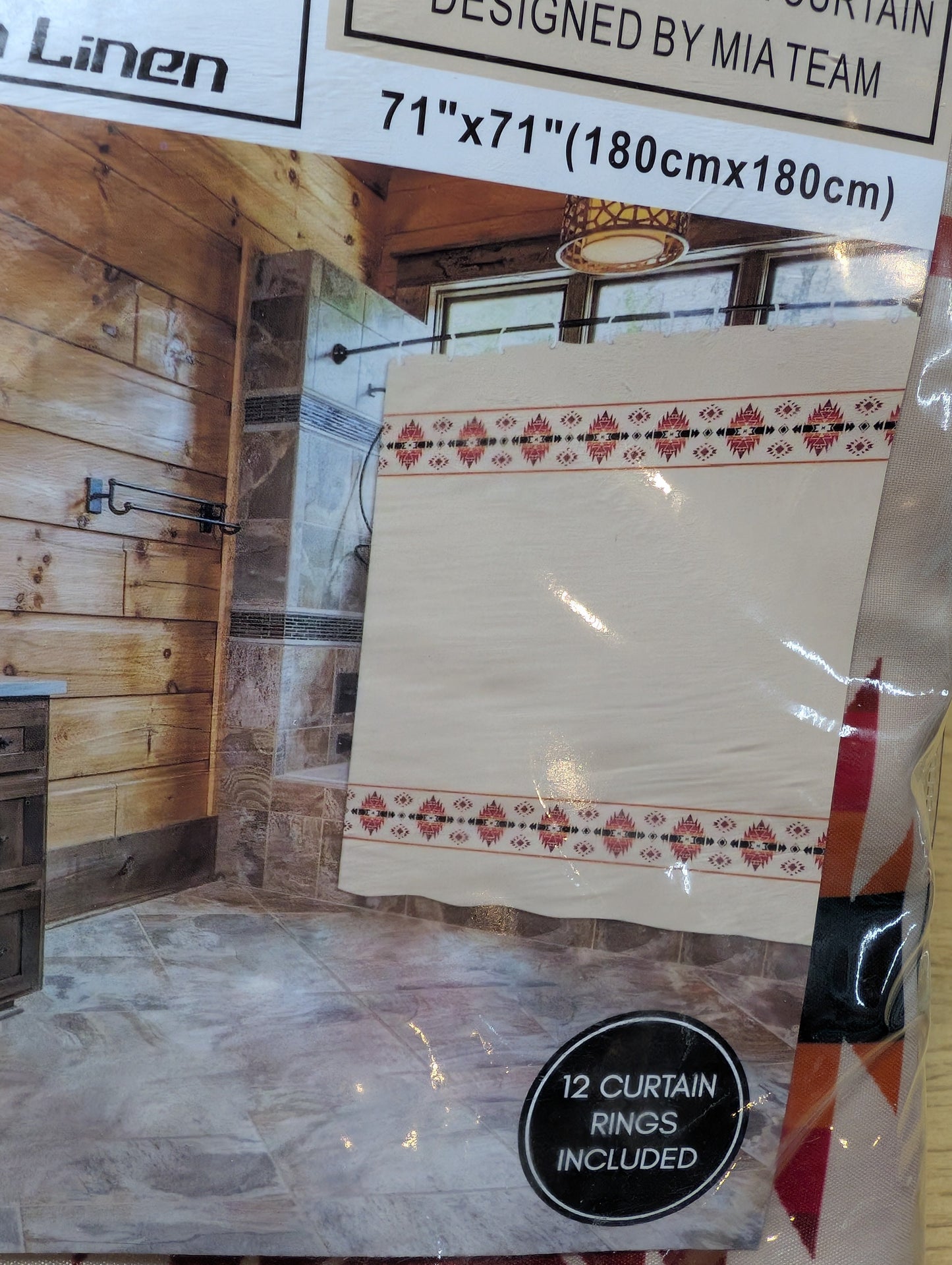 Western Shower Curtain with Rings – 71” x 71” Rustic Bathroom Décor