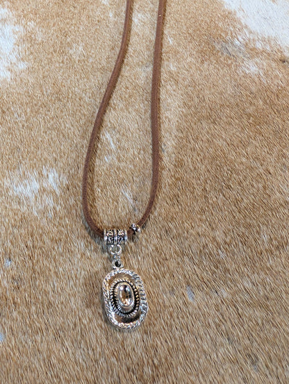 Rustic Western Cowboy Hat Necklace – Leather Cord Statement Piece
