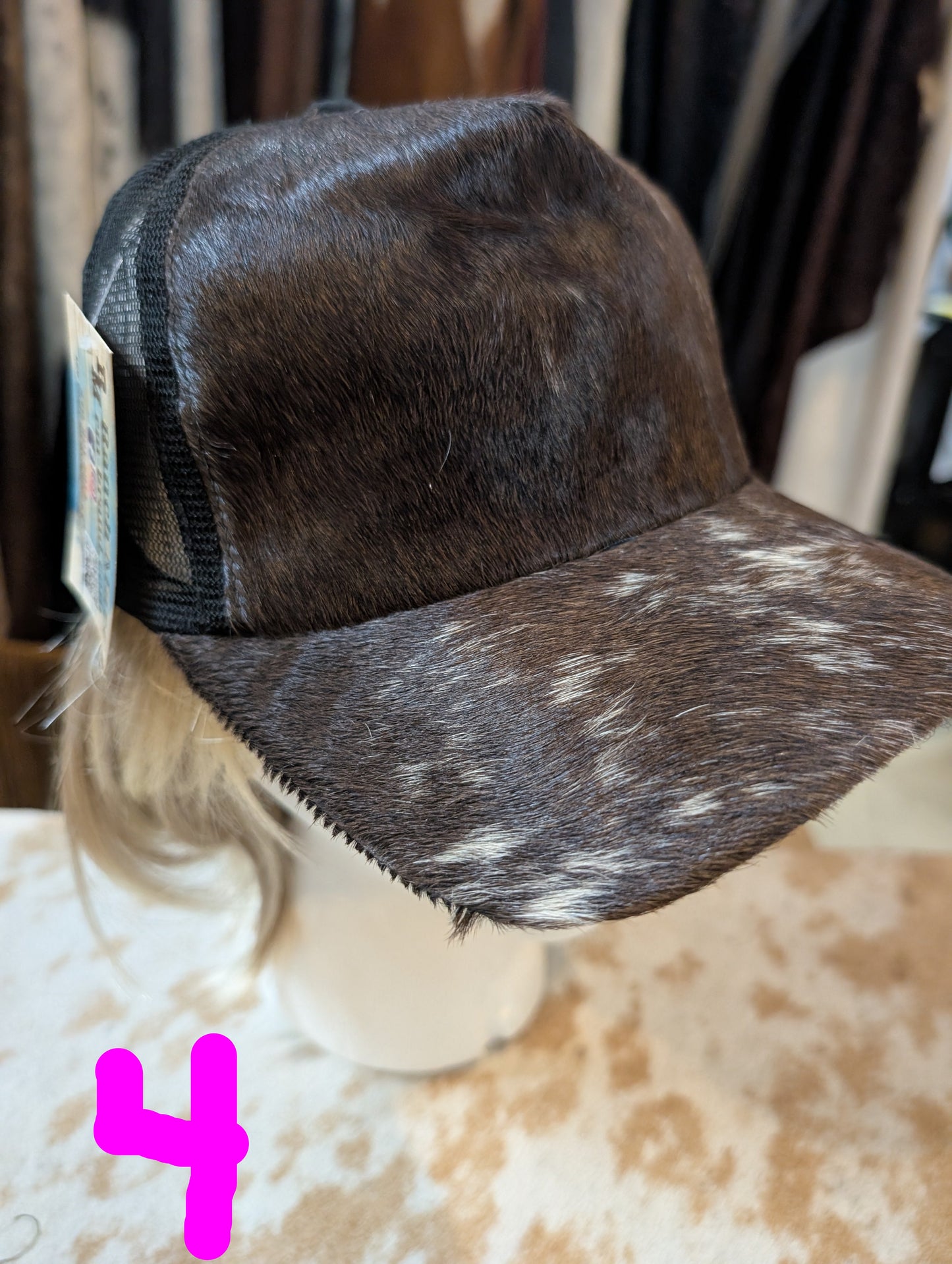 Rustic Rodeo Cowhide Baseball Cap – Genuine Western Hair-On Hide