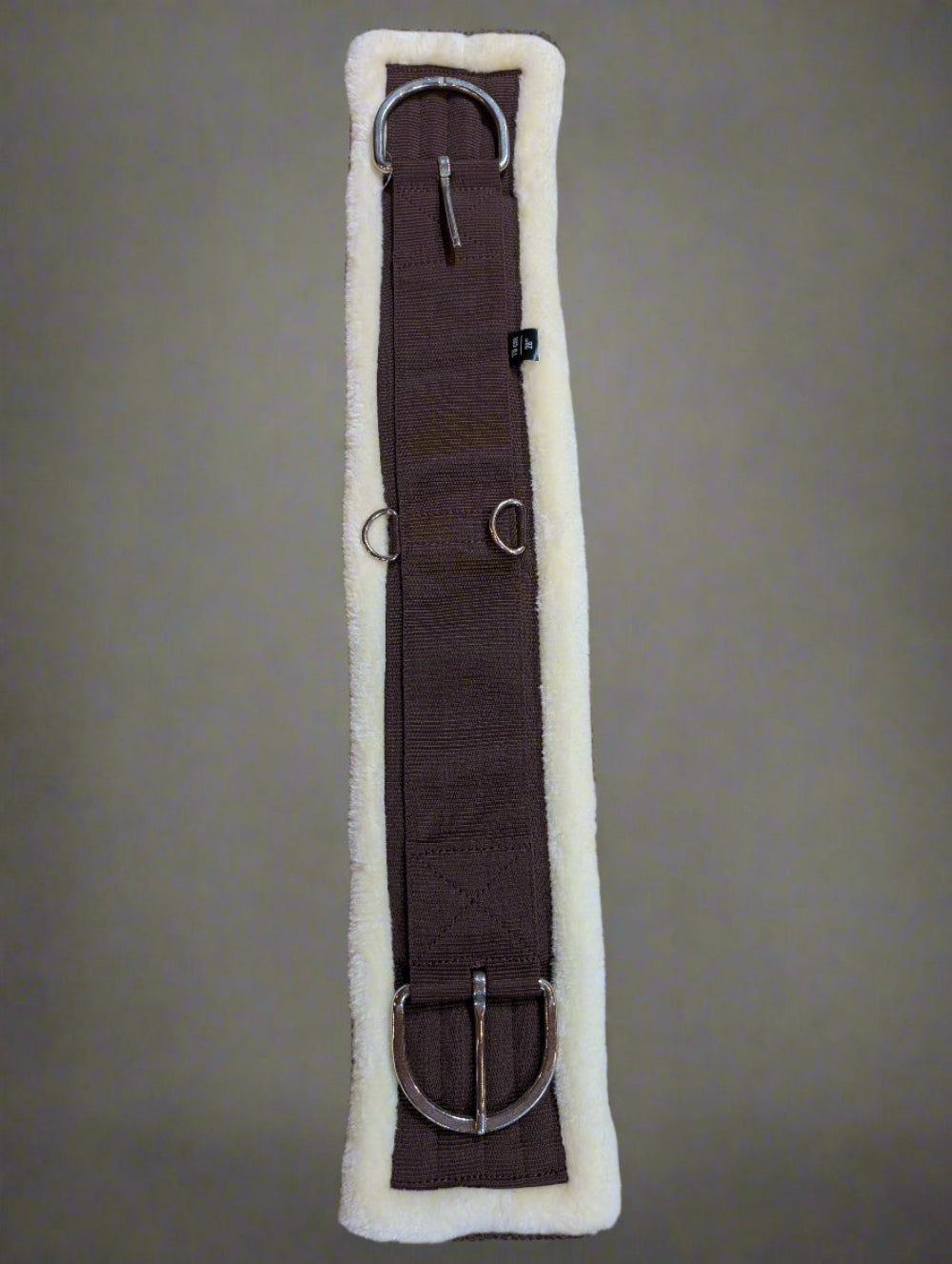 Plush Fleece Horse Girth/Cinch – Brown Nylon Webbing, Moisture-Wicking, Stainless Steel Hardware