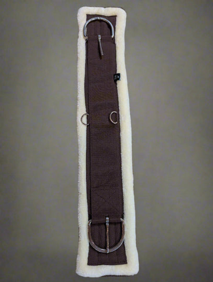 Plush Fleece Horse Girth/Cinch – Brown Nylon Webbing, Moisture-Wicking, Stainless Steel Hardware